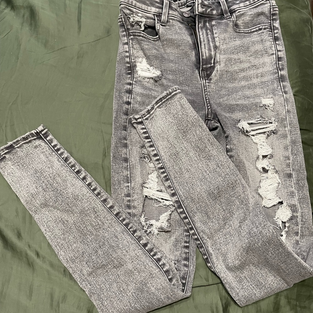 Distressed Gray Women's Jeans by American Eagle